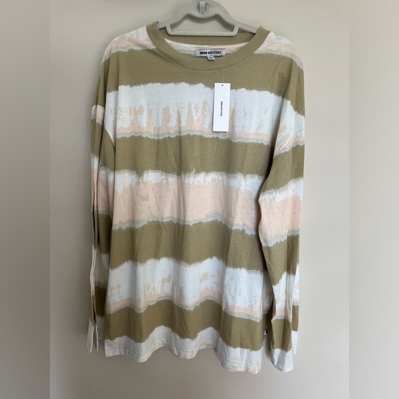Urban Outfitters Other - Urban Outfitters Oversized Blurred Stripe Tee Size Medium Beige New
